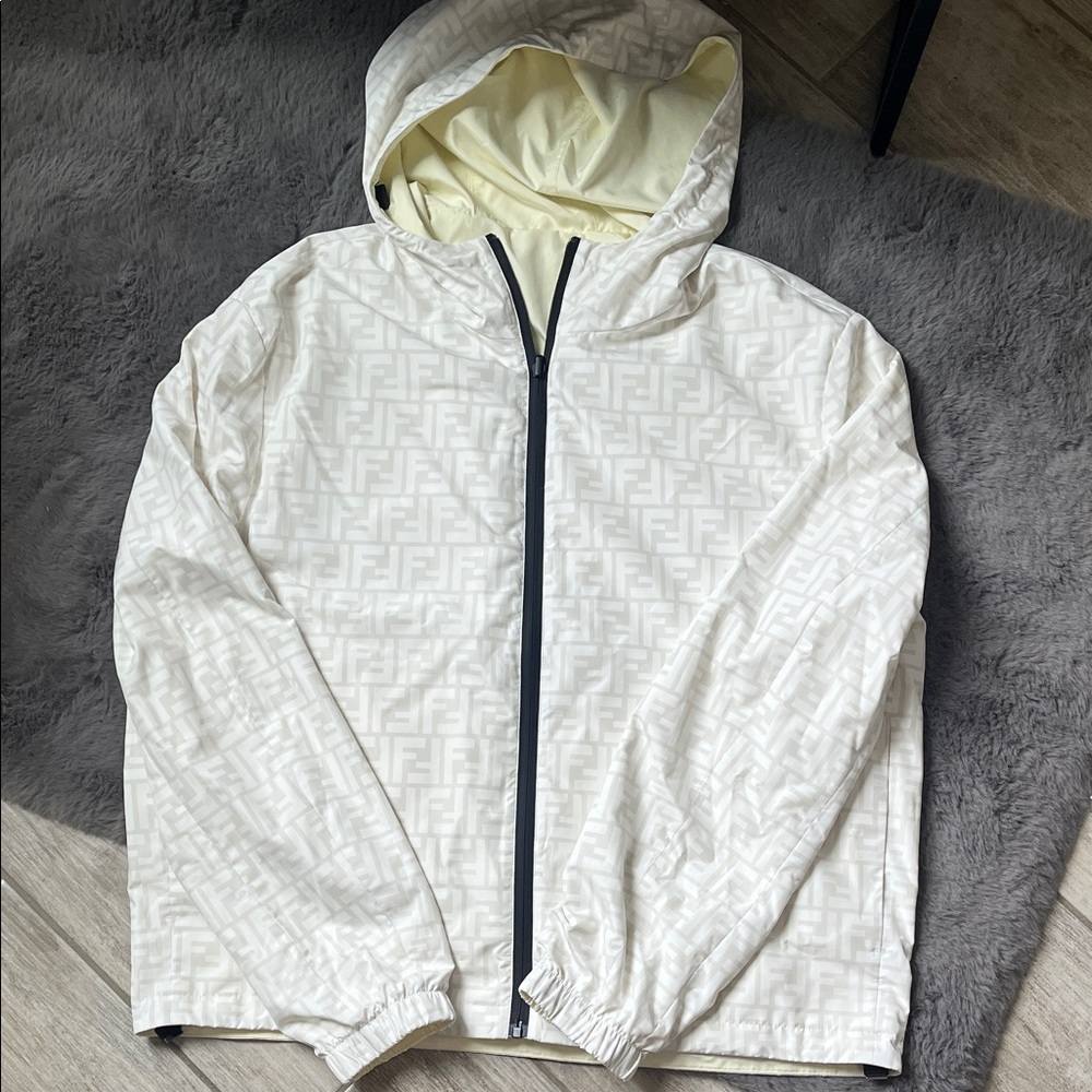 Fendi Men's Cream Hooded Jacket